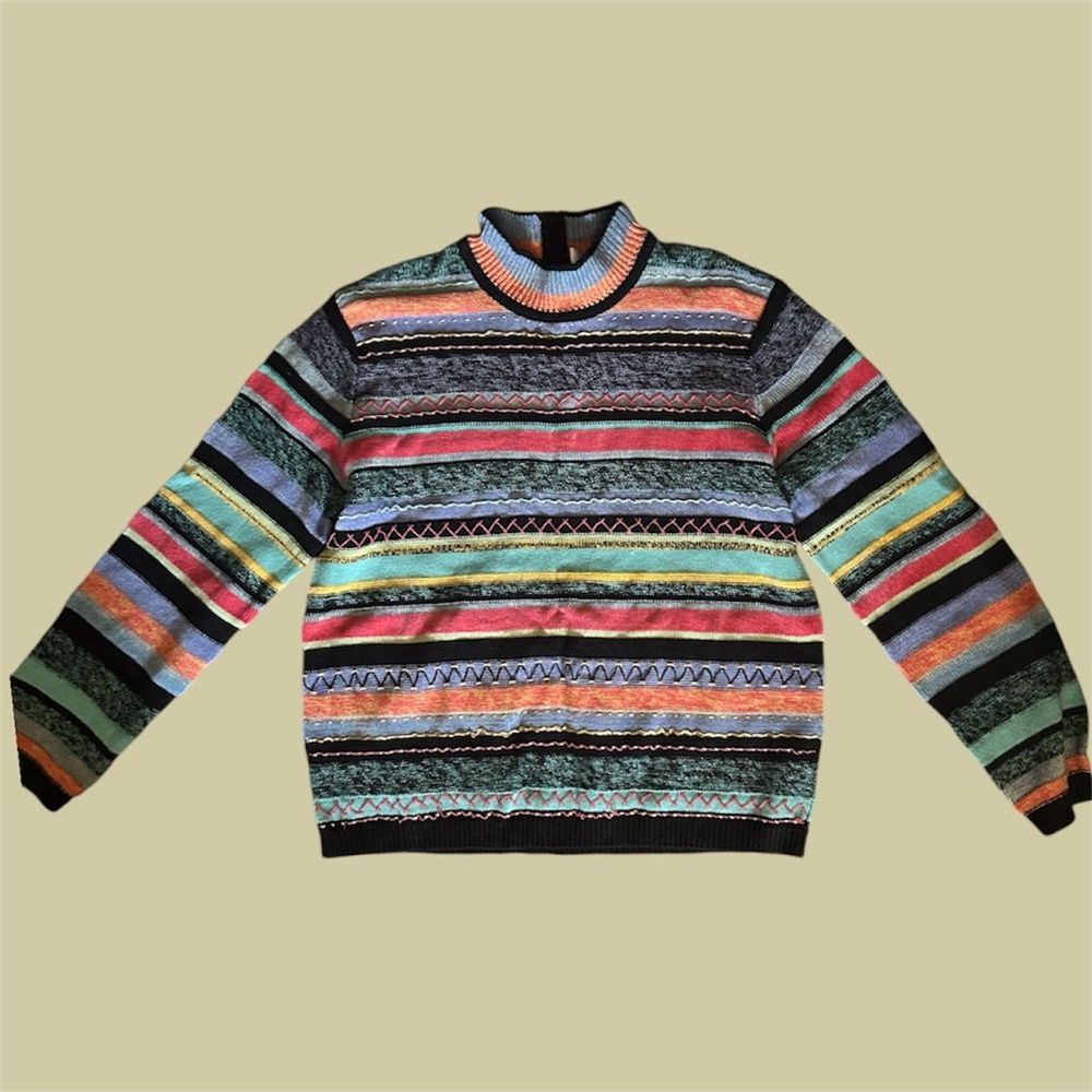 Multicolored striped vintage knit sweater knitwear
